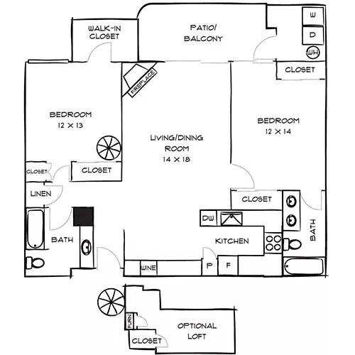 3400 Avenue of the Arts - 2 Bed/2 Bath - Series E.1L Floor Plan