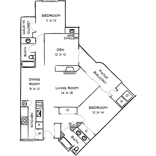 3400 Avenue of the Arts - 2 Bed/2 Bath - Series F.1 Floor Plan