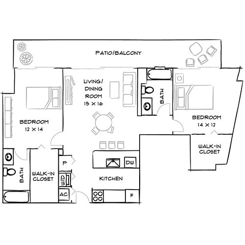 Bay Parc - 2 Bed/2 Bath - Falstaff Floor Plan