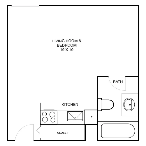 Chestnut Hall Apartments - Studio - The Boathouse Floor Plan