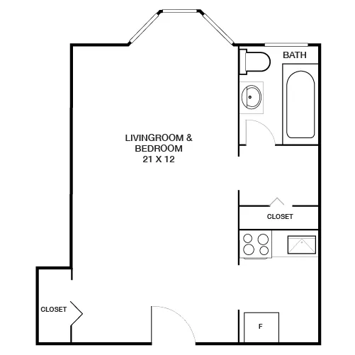 Chestnut Hall Apartments - Studio - The Fairmount Floor Plan