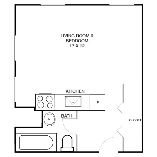 Chestnut Hall Apartments - Studio - The Independence Floor Plan