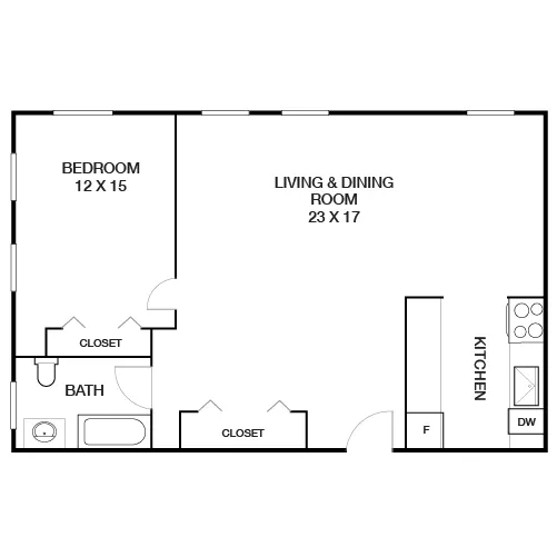 Chestnut Hall Apartments - 1 Bed/1 Bath - The Lodge Floor Plan