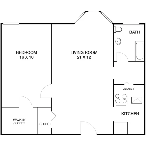 Chestnut Hall Apartments - 1 Bed/1 Bath - The Stadium Floor Plan