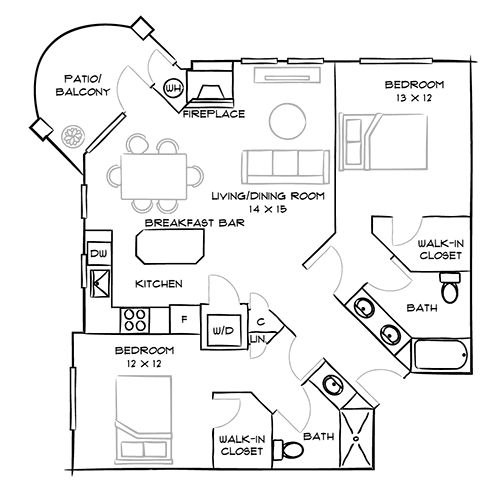Palazzo West - Los Angeles, CA - Large Capri Premier Floor Plan Diagram