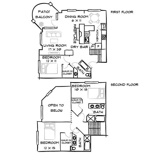 The Palazzo East - 3 Bed/3 Bath - Verona Penthouse Premier diagram with furniture