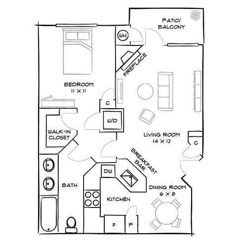 The Palazzo East - 1 Bed/1 Bath - Monti - East
