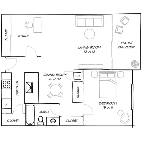 Villas of Pasadena - Pasadena, CA - Floor Plan Diagram