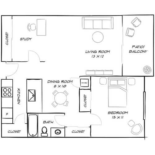 Villas of Pasadena - Pasadena, CA - Floor Plan Diagram