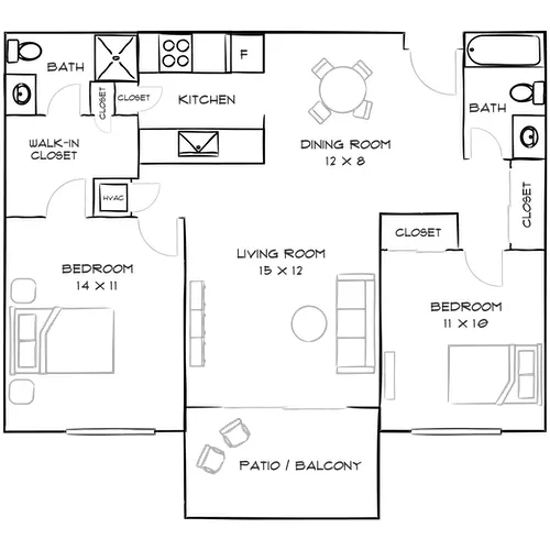 Villas of Pasadena - Pasadena, CA - Floor Plan Diagram
