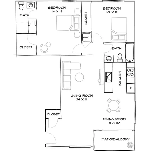 Villas of Pasadena - Pasadena, CA - Floor Plan Diagram