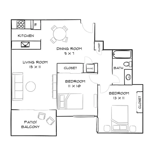 Villas of Pasadena - Pasadena, CA - Floor Plan Diagram Child