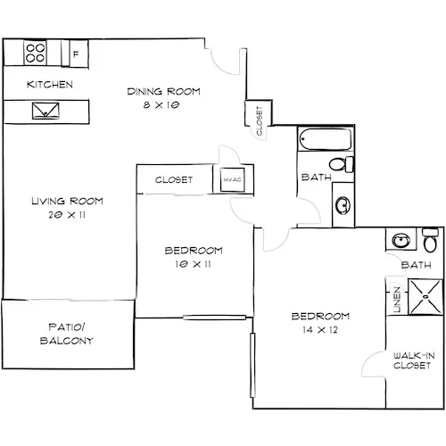 Villas of Pasadena - Pasadena, CA - Floor Plan Diagram Child