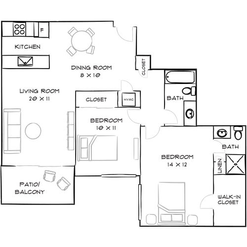 Villas of Pasadena - Pasadena, CA - Floor Plan Diagram Child