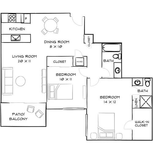 Villas of Pasadena - Pasadena, CA - Floor Plan Diagram Child