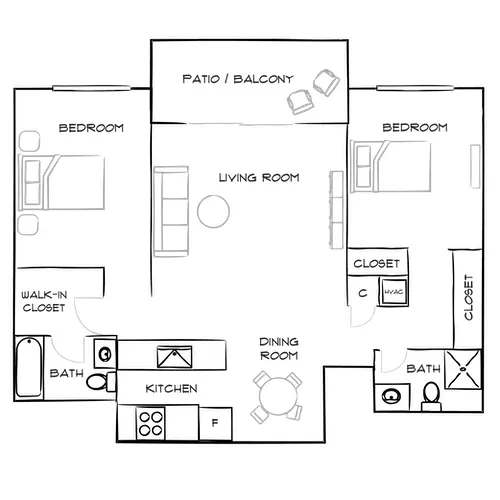 Villas of Pasadena - Pasadena, CA - Floor Plan Diagram