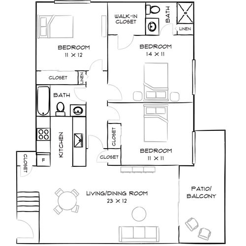 Villas of Pasadena - Pasadena, CA - Floor Plan Diagram