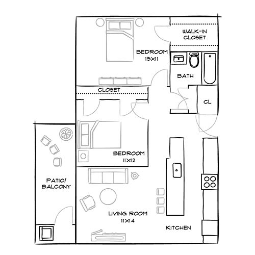 707 Leahy Apartments - Redwood City, CA - Redwood Floor PLan