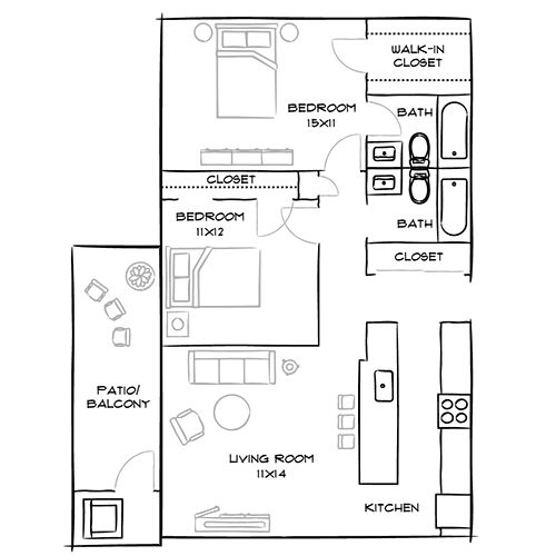 707 Leahy Apartments - Redwood City, CA - Sequoia Floor Plan
