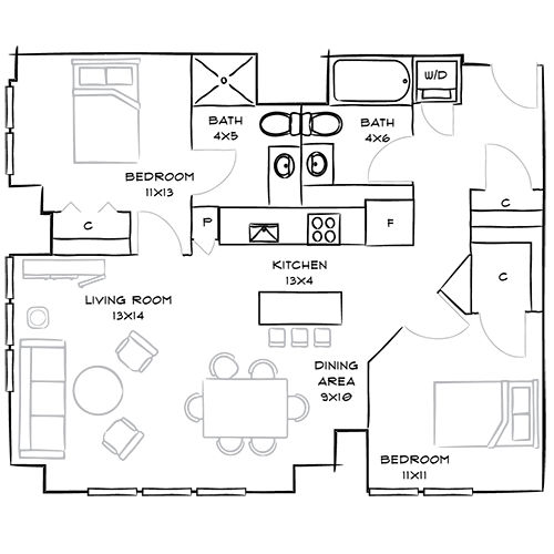 2D Diagram Furnished