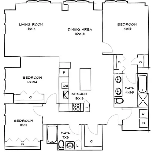 3-bedroom apartments for rent at One Canal Apartment Homes
