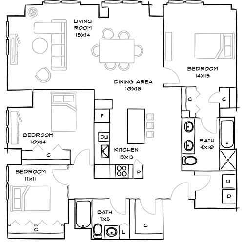 3-bedroom apartments for rent at One Canal Apartment Homes