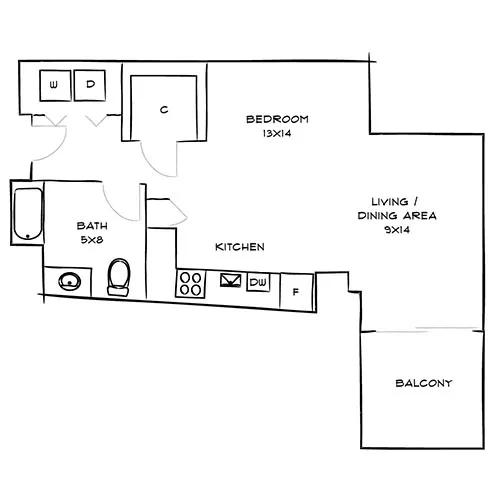 Studio apartments available for rent at One Canal Apartment Homes
