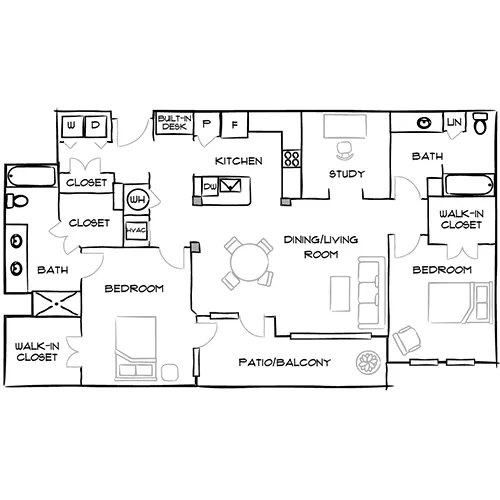21 Fitzsimons - 2 Bed/2 Bath Apartment - Jewell Floor Plan