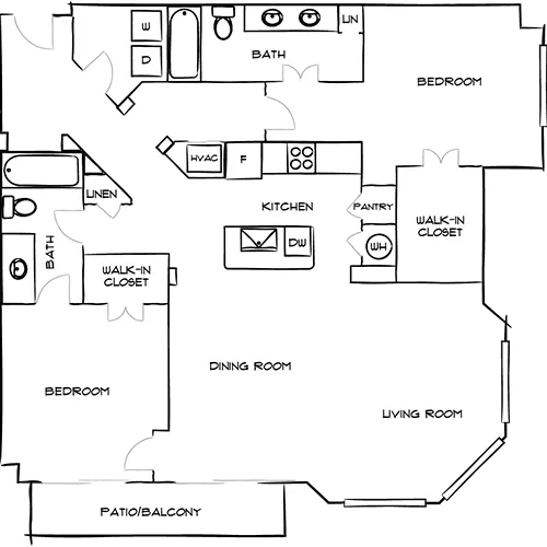 21 Fitzsimons - 2 Bed/2 Bath Apartment - Newark Floor Plan