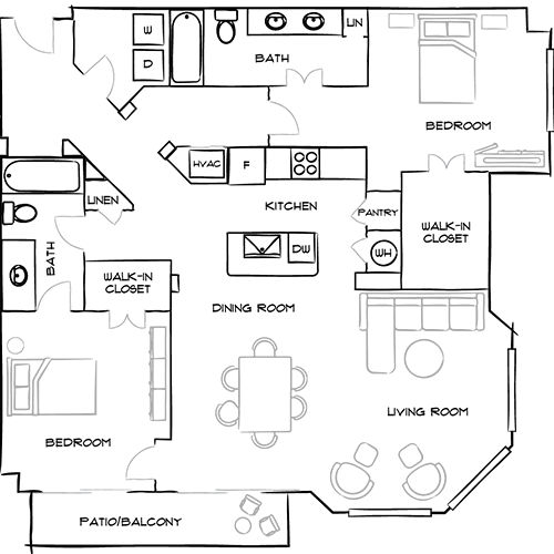 21 Fitzsimons - 2 Bed/2 Bath Apartment - Newark Floor Plan