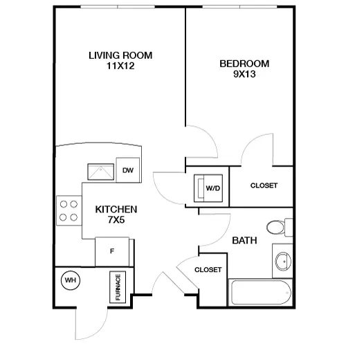 Axiom Apartments - Cambridge, MA - 1 Bed/1Bath Land Floorplan 