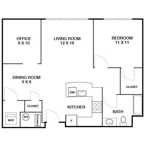 Axiom Apartments - Cambridge, MA - 1 Bed/1 Bath Rogers Floorplan 