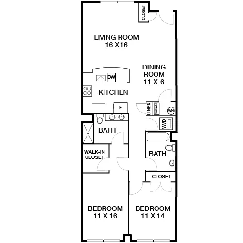 Axiom Apartment Homes - Cambridge, MA - 2 Bed/2 Bath Thorndike Floorplan 