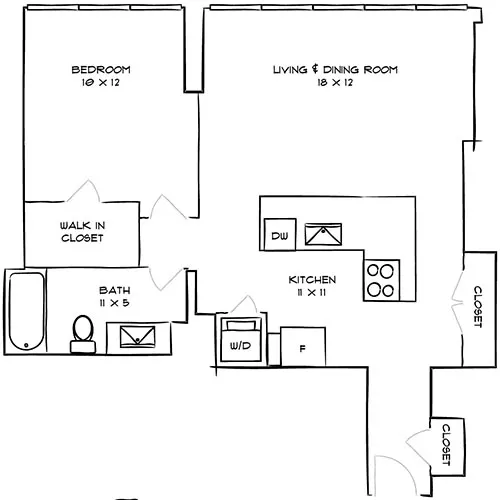 1 Bed, 1 Bath Apartment - Park Towne Place Premier - Walnut