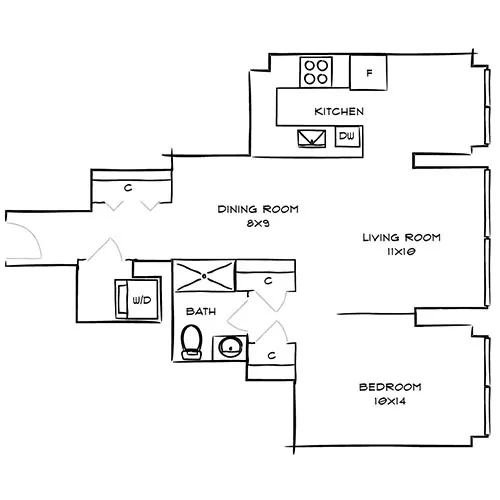 Park Towne Place Premier, Philly, PA - 1 Bed, 1 Bath - Callowhill