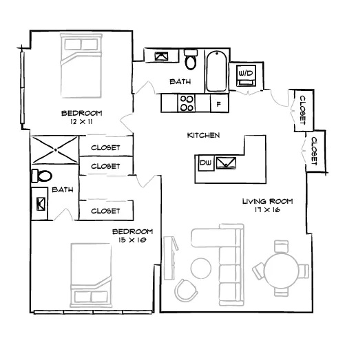 2 Beds, 2 Bath Apt - Park Towne Place Premier Apartment Homes - Pop