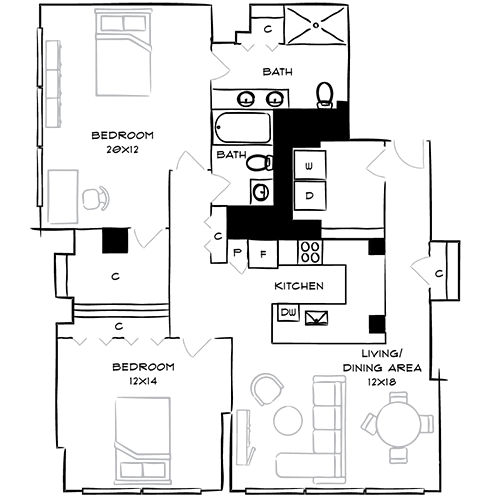 Park Towne Place | Philadelphia, PA | Floor Plan Diagram