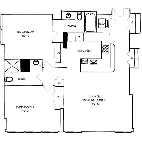 Park Towne Place Premier Apt Homes - 2 Bed, 2 Bath - Cubism