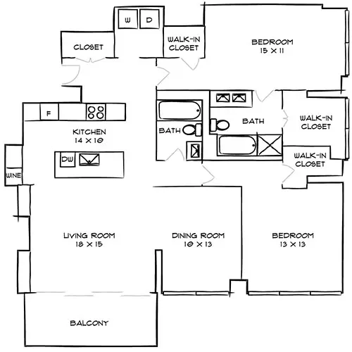 Park Towne Place Premier - 2 Bedrooms, 2 Baths - Rococo