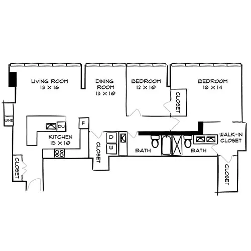 2 Beds, 2 Baths - Park Towne Place Premier Apt Homes - Deco