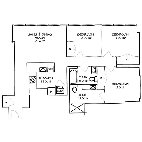 3 Beds, 2 Baths - Park Towne Place Premier - Eakins