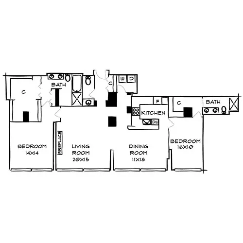 Park Towne Place Premier Apt Homes - 2 Bedrooms, 2 Baths - Hamilton Penthouse