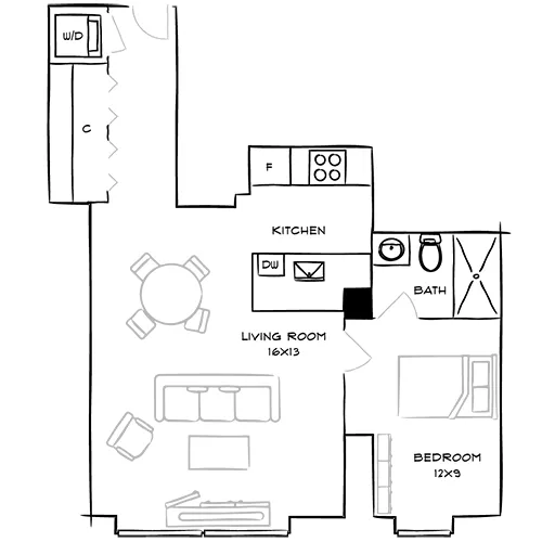 1 Bed, 1 Bath Apartment - Park Towne Place Premier - Carlton