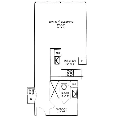 Studio, 1 Bath - Park Towne Place Premier Apartments - Broad