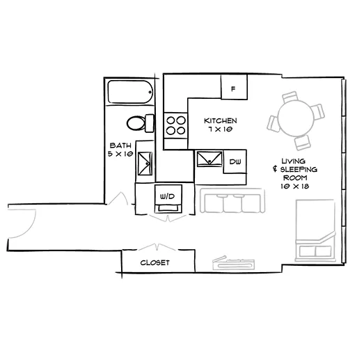 Studio, 1 Bath - Park Towne Place Premier Apartments - Broad