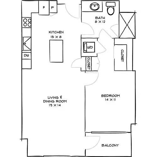 Indigo Apartment Homes - Redwood City, CA - Teal floor plan diagram