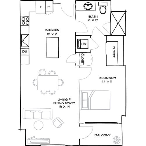 Indigo Apartment Homes - Redwood City, CA - Teal floor plan diagram