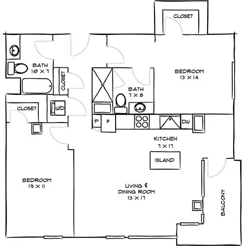 Rackley Floor Plan Diagram - Indigo Apartment Homes