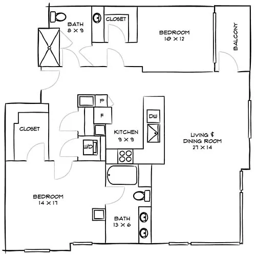 Indigo apartment homes - Marine floor plan diagram 