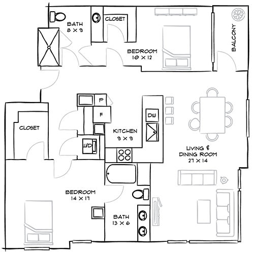 Indigo apartment homes - Marine floor plan diagram 